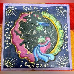 Vintage Handpainted Indonesian Folk Art Sogo Trinket Jewelry Box